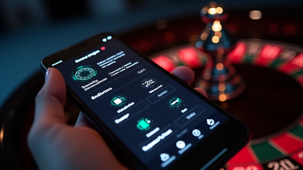 Telefon z ikonami wymagań systemowych w kasynowym otoczeniu